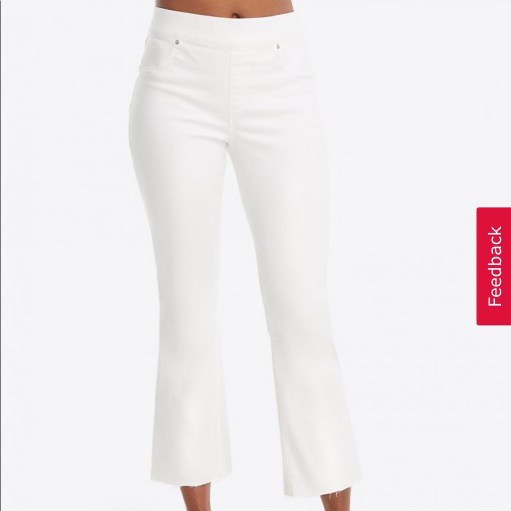 Spanx Crop white denim flair, size small